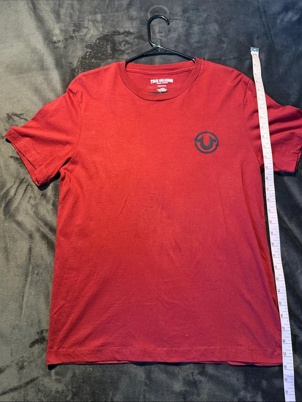 True Religion Red Short Sleeve Crew T-Shirt with Black Logo